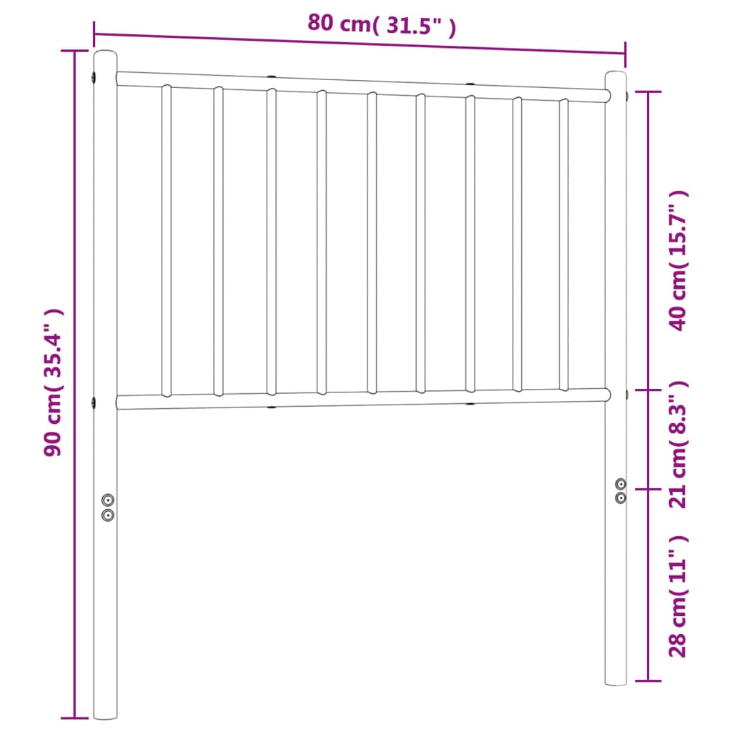 Testiera di Ricambio in Metallo Bianco 75 cm | homemem39