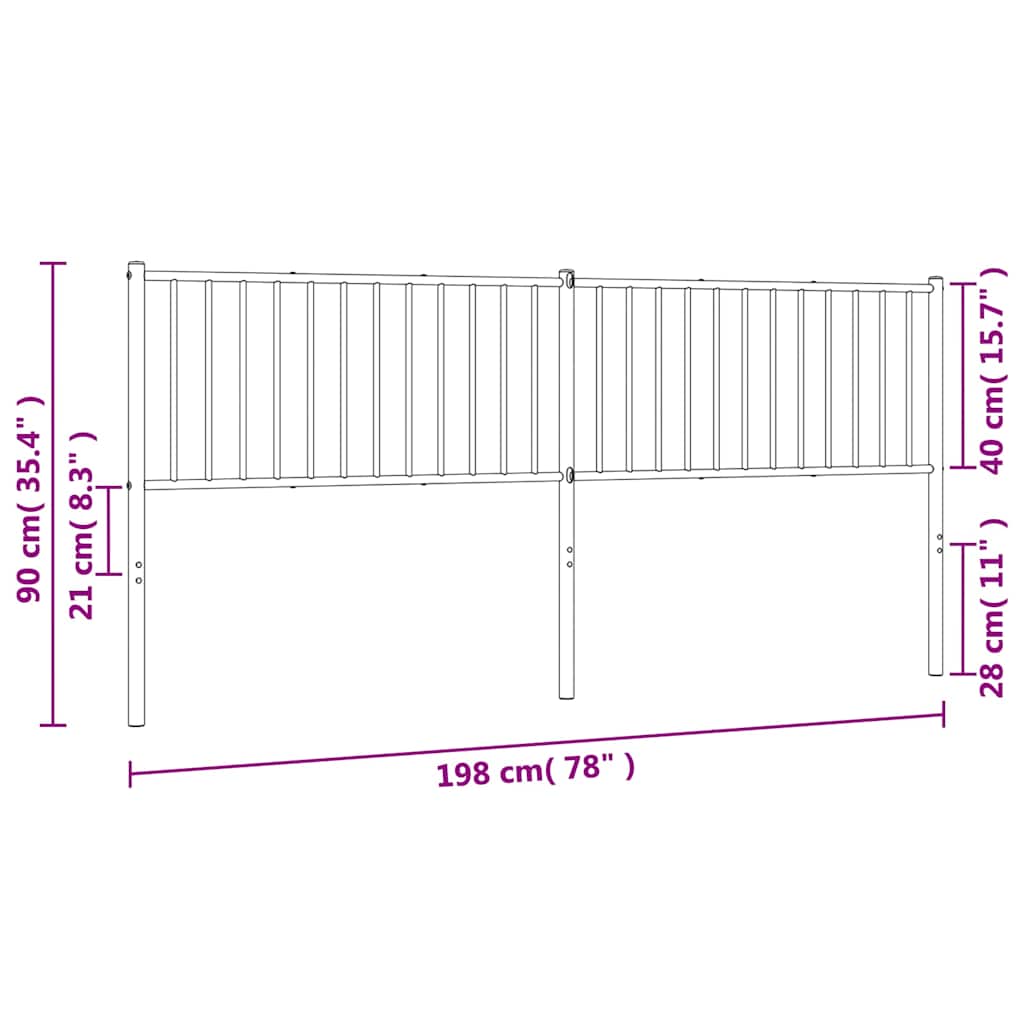 Testiera di Ricambio in Metallo Bianco 193 cm | homemem39