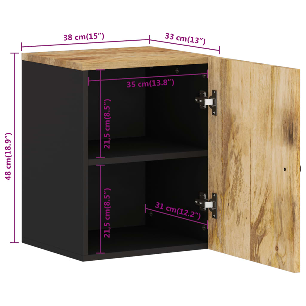 Mobile da Bagno a Parete 38x33x48 cm in Legno Massello di Mango | homemem39