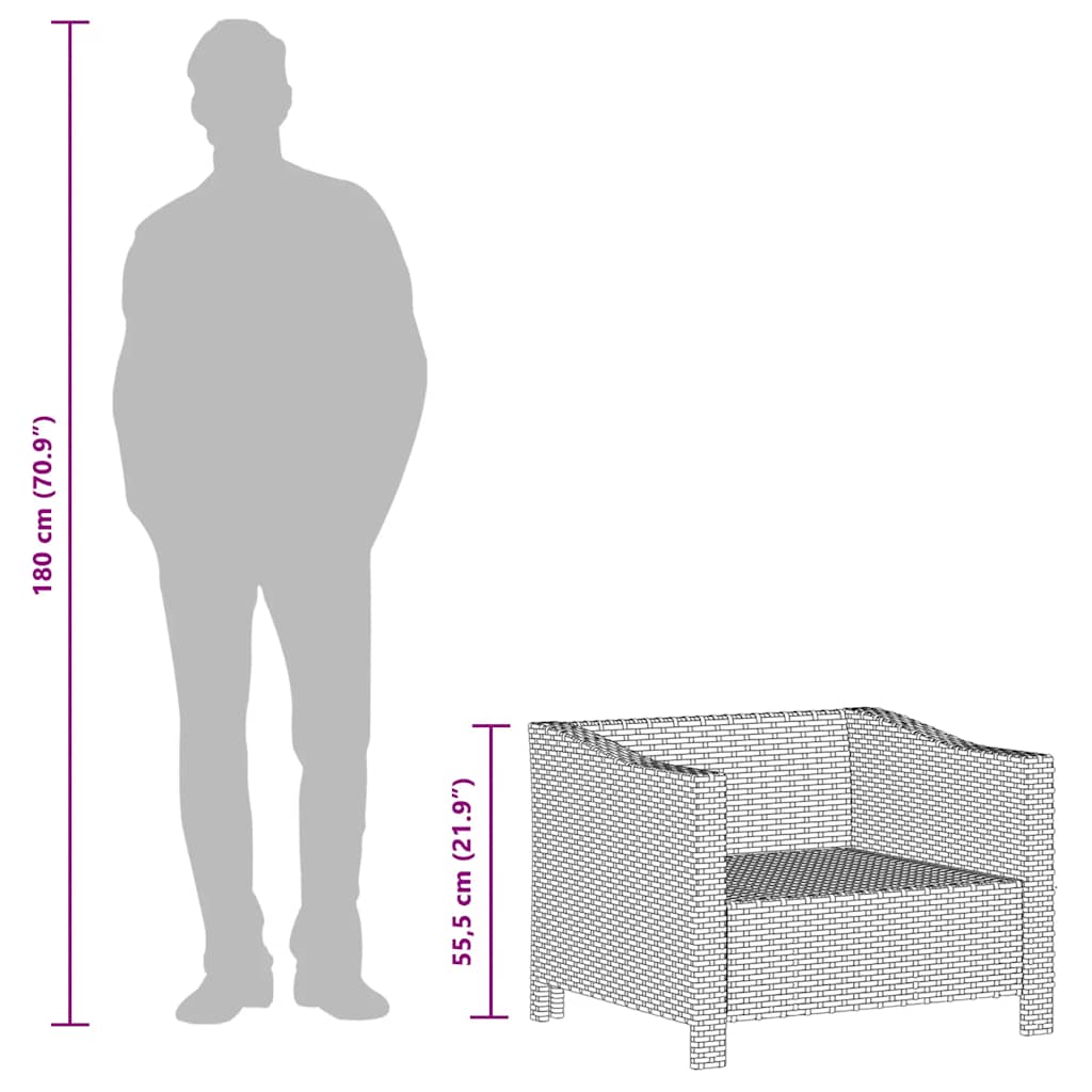Poltrona da giardino con cuscino grigio in polyrattan | homemem39