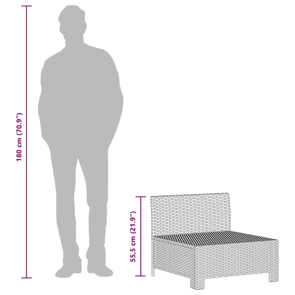 Divano da giardino centrale con cuscino grigio in polyrattan | homemem39