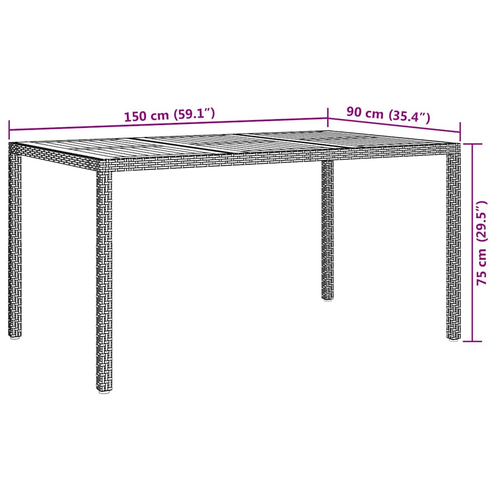 Tavolo da Giardino Grigio 150 x 90 x 75 cm polyrattan