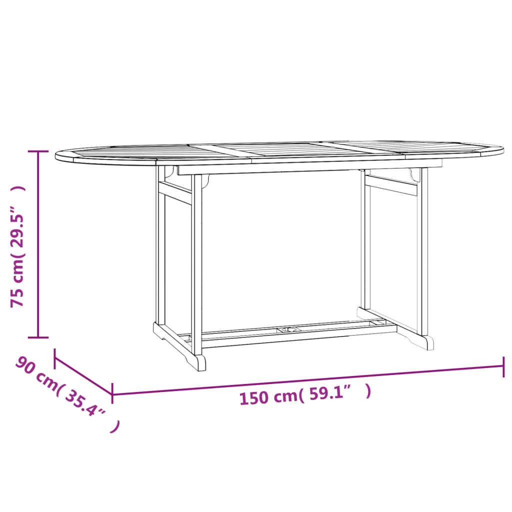 Set da Pranzo per Giardino 5 pz in Legno Massello di Teak | homemem39
