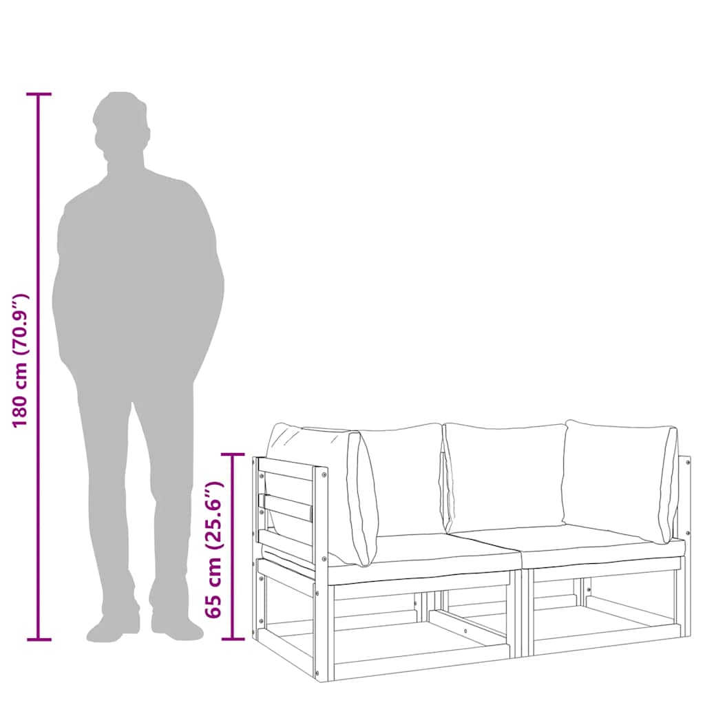 Divani Angolari Modulari 2pz Cuscini Tortora Massello Acacia - homemem39