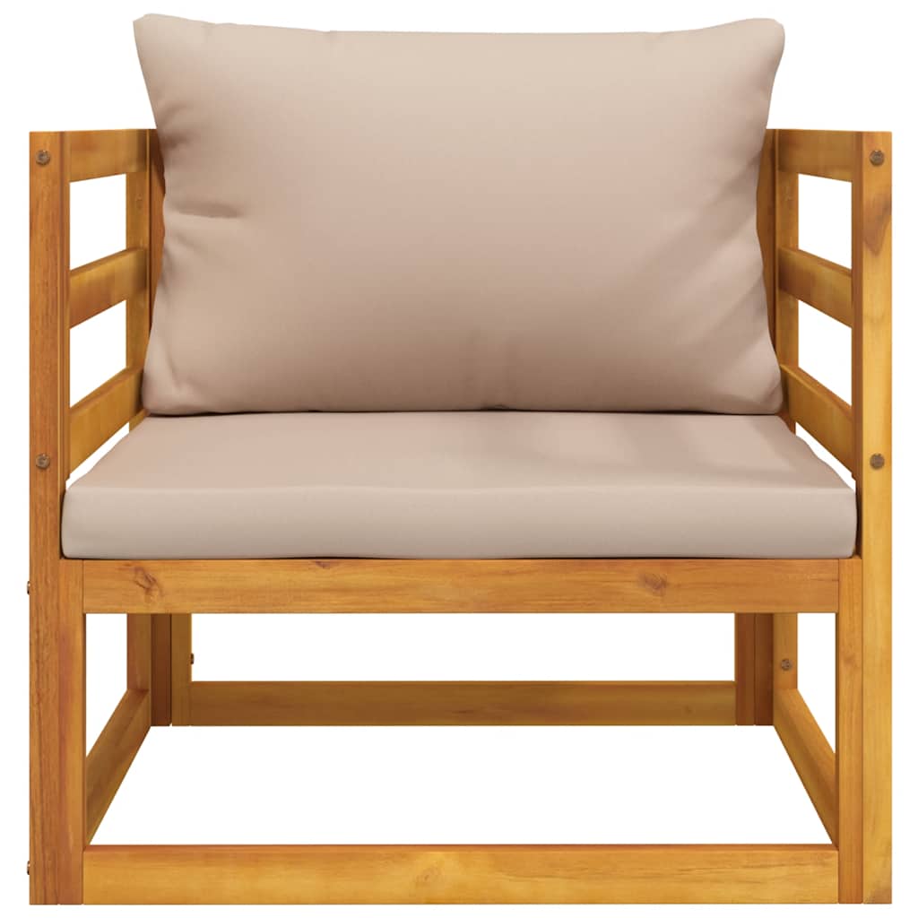 Poltrona da Giardino con Cuscini Tortora Legno Massello Acacia | homemem39