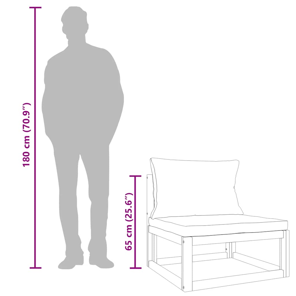 Divano Centrale da Giardino Cuscini Verdi Legno Massello Acacia - homemem39