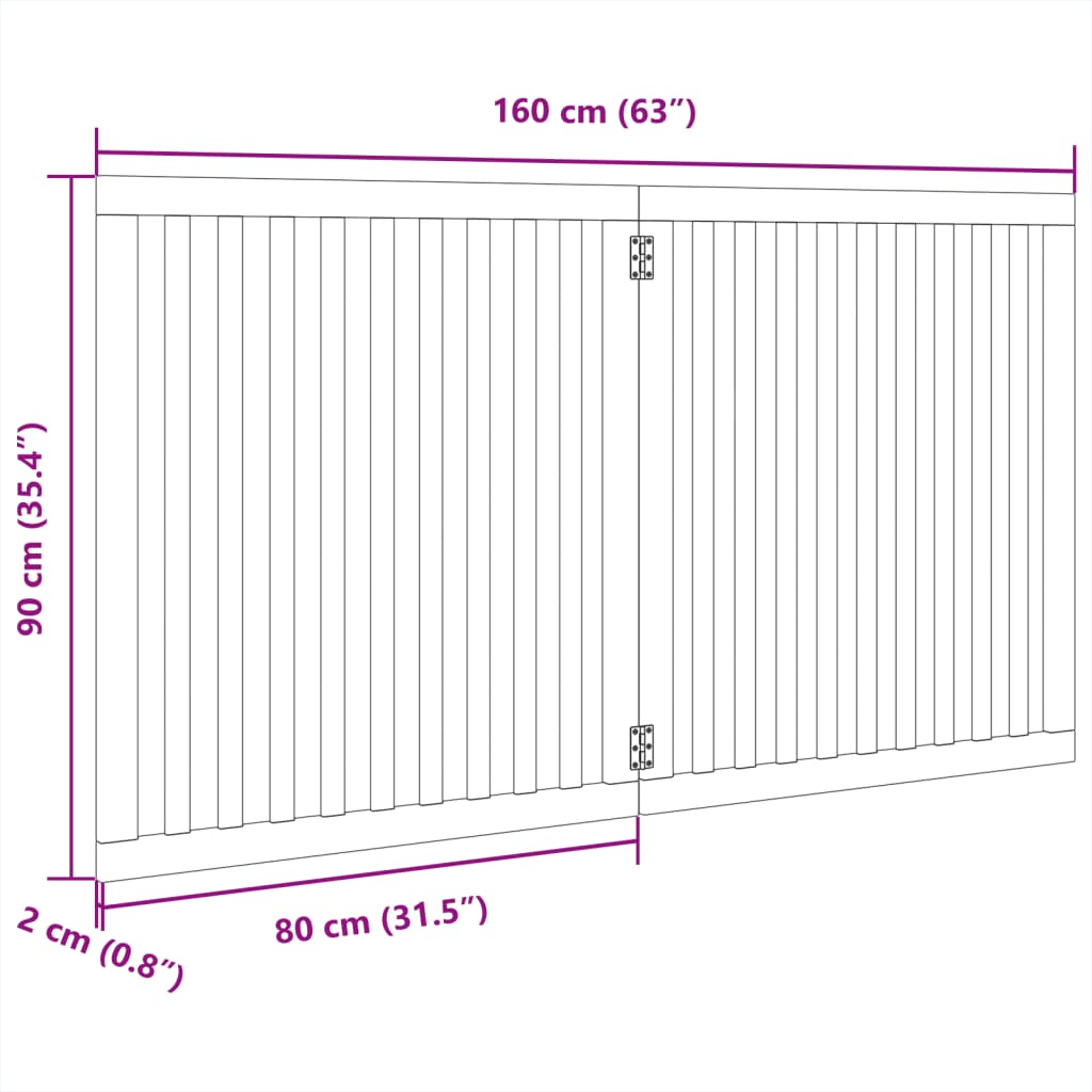 Cancello per Cani Pieghevole 2 Pannelli Bianco 160 cm Pioppo | homemem39
