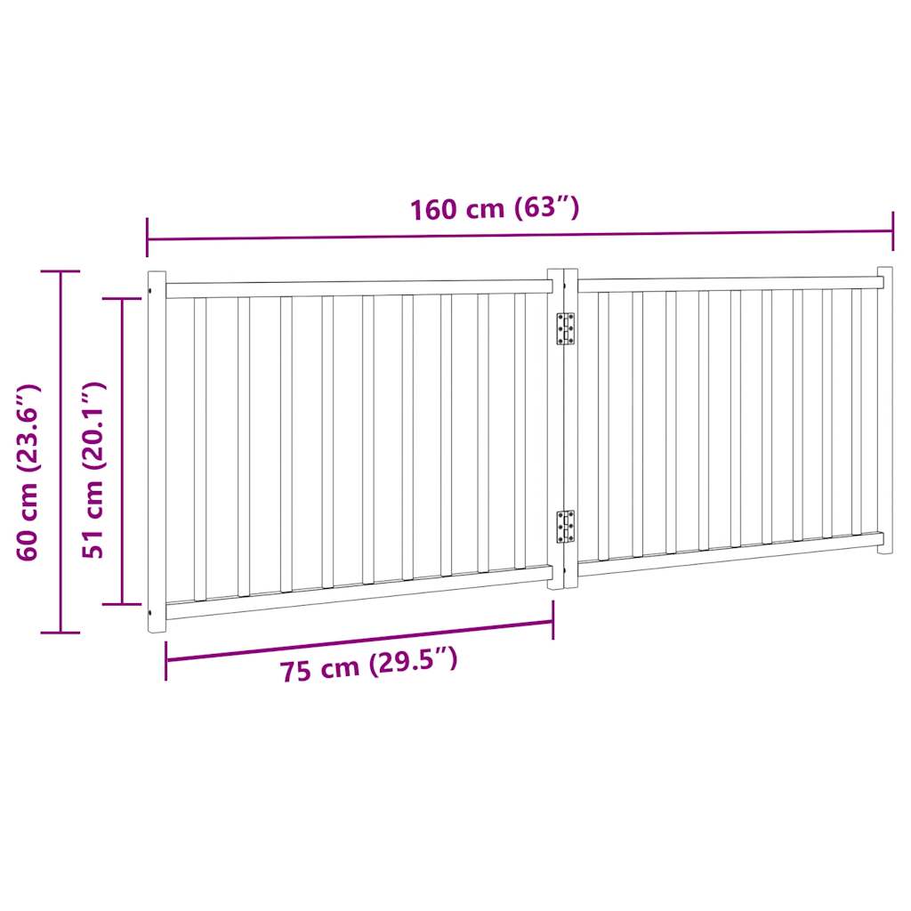 Cancello Cani Pieghevole 2 Pannelli Bianco 160cm Massello Abete | homemem39