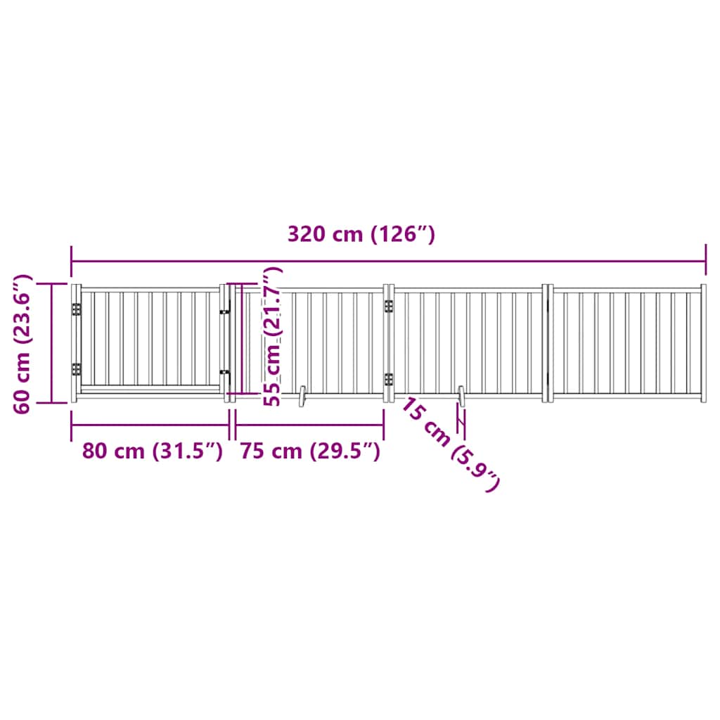 Cancello Cani Pieghevole Marrone 4Pannelli 320cm Massello Abete | homemem39