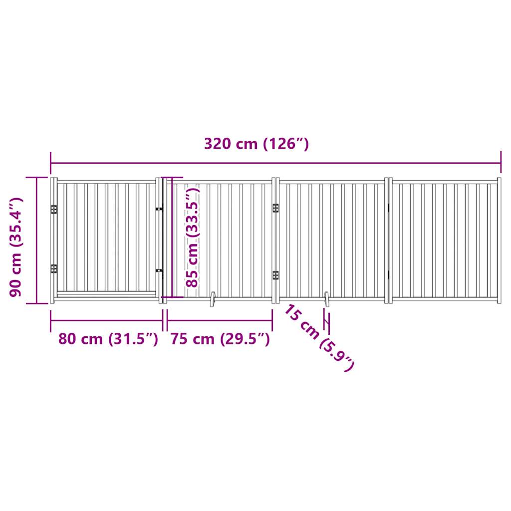 Cancello Cani Pieghevole Marrone 4Pannelli 320cm Massello Abete | homemem39
