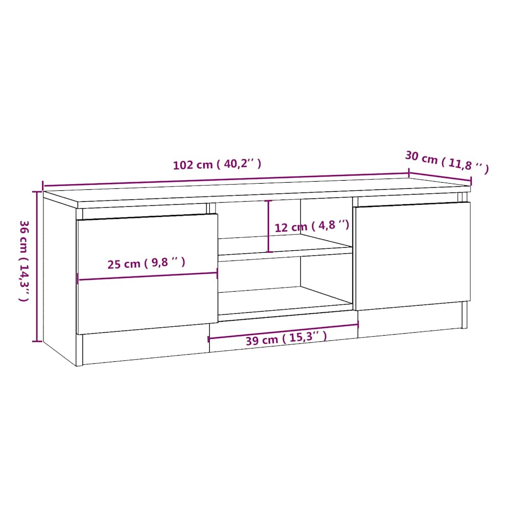 Mobile Porta TV con Anta Rovere Sonoma 102x30x36 cm