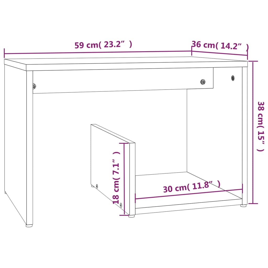 Tavolino Rovere Marrone 59x36x38 cm in Legno Multistrato | homemem39