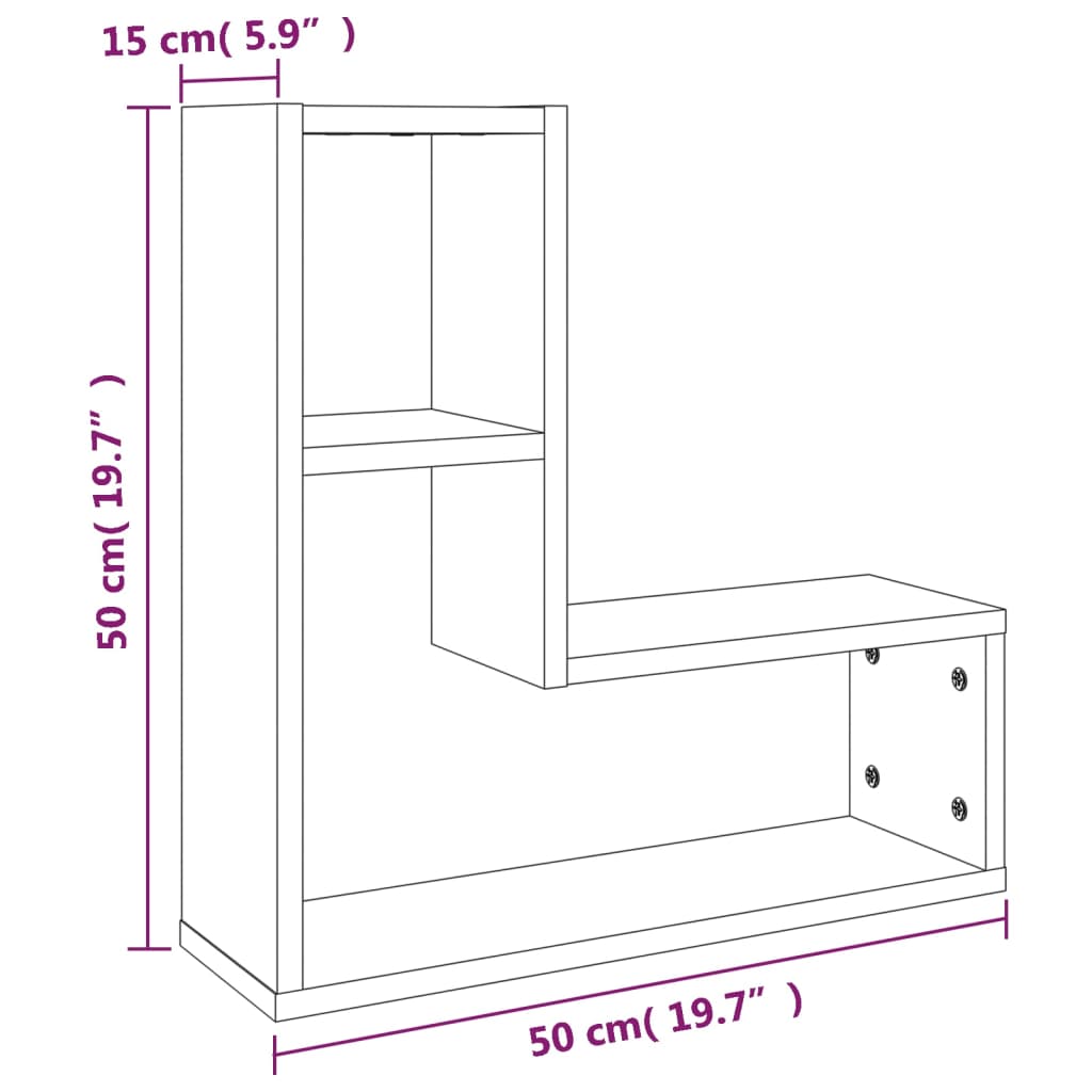 Mensole da Parete 2pz Rovere Fumo 50x15x50 cm Legno Multistrato