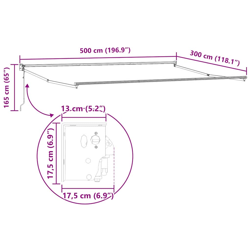 Tenda da Sole Bianco 5 x 3 m Metallo
