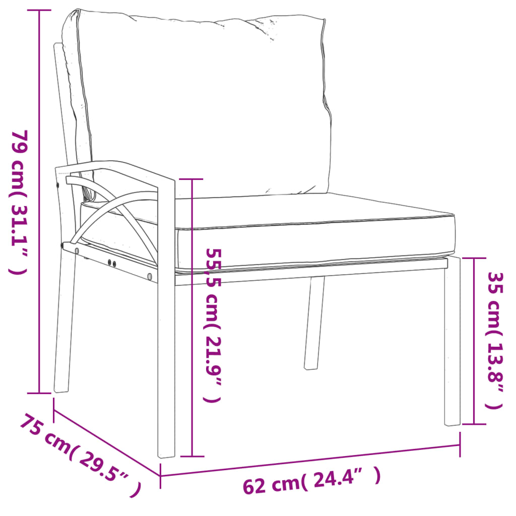 Sedie da Giardino con Cuscini Grigi 2pz 62x75x79 cm Acciaio | homemem39