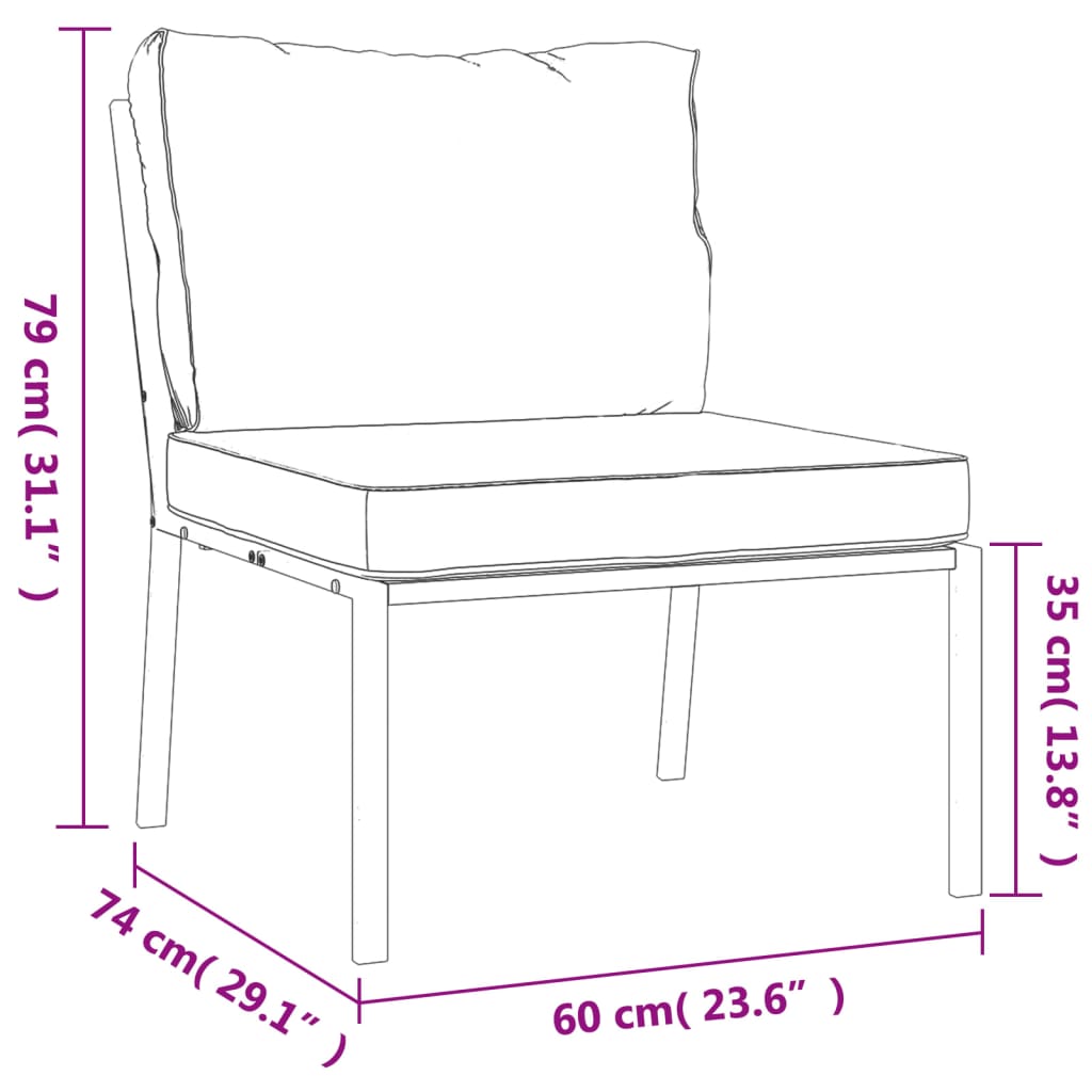 Sedie da Giardino con Cuscini Sabbia 2pz 60x74x79 cm Acciaio | homemem39