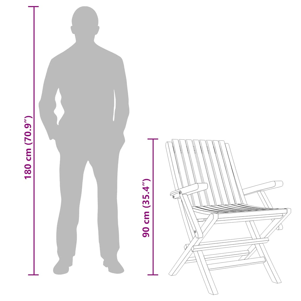 Sedie da Giardino Pieghevoli 2pz 61x67x90cm Legno Massello Teak | homemem39