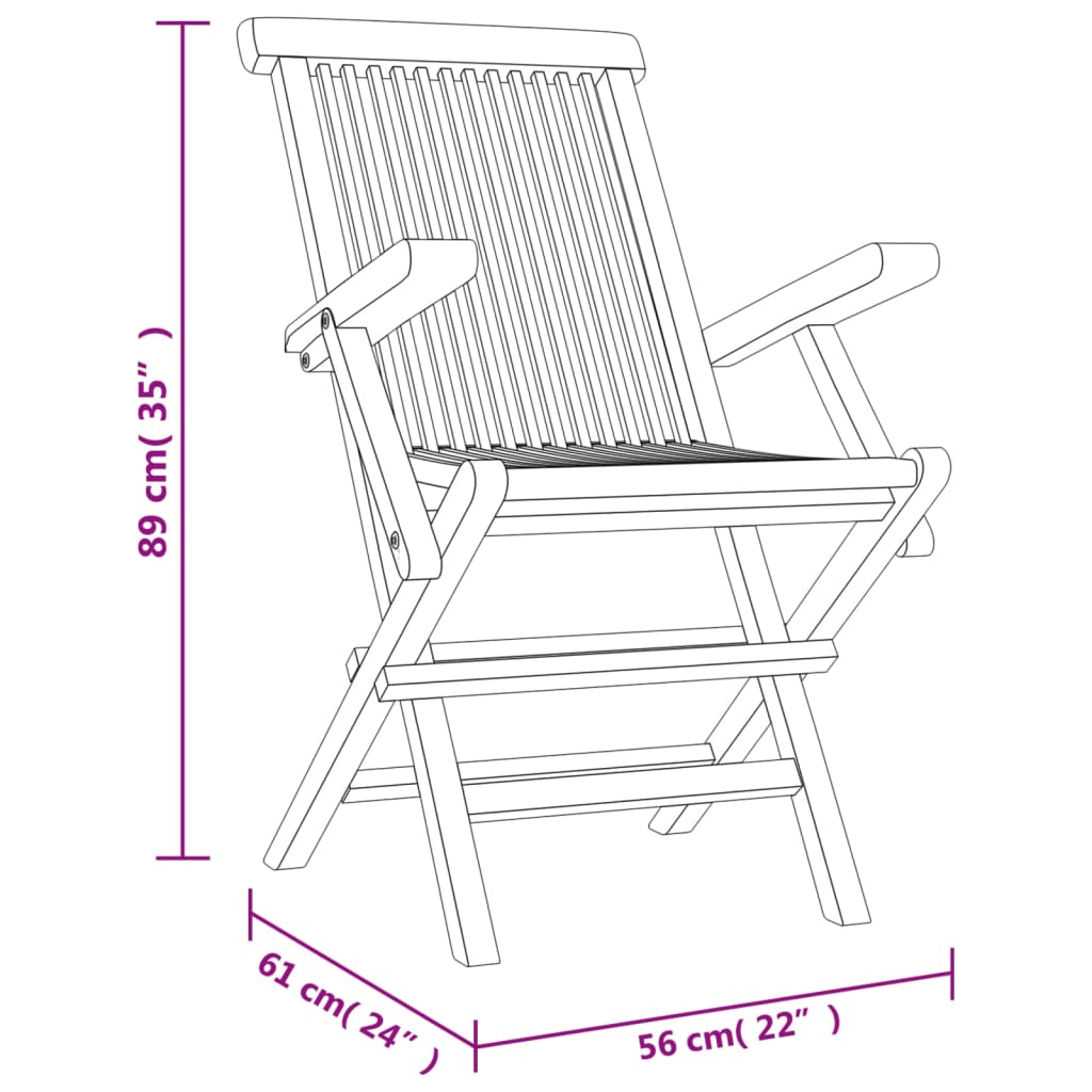 Sedie Giardino Pieghevoli 2pz Grigie 56x61x89 cm Massello Teak | homemem39