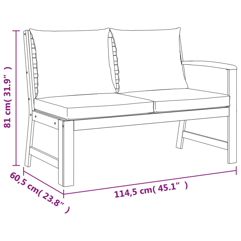 Set da Pranzo da Giardino 9pz con Cuscini Legno Massello Acacia | homemem39