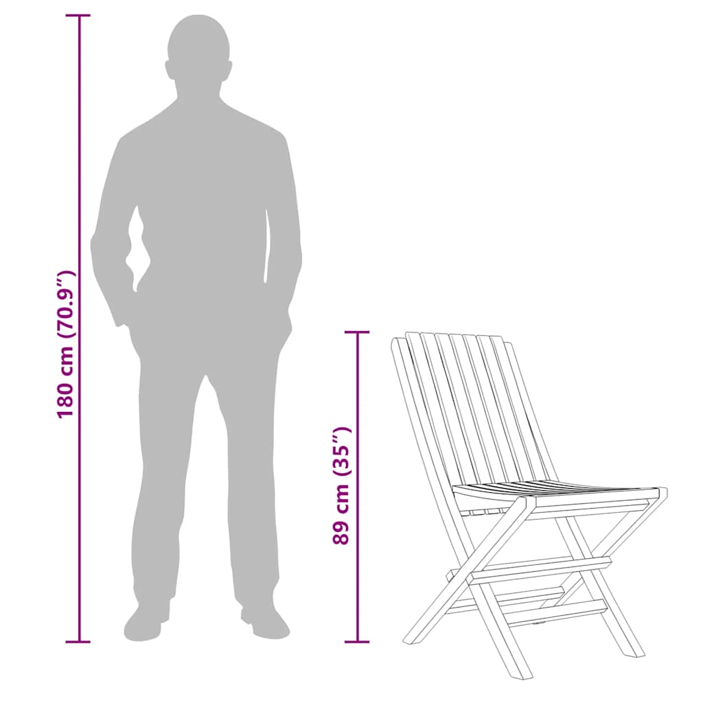 Sedie da Giardino Pieghevoli 6pz 47x47x89cm Legno Massello Teak - homemem39