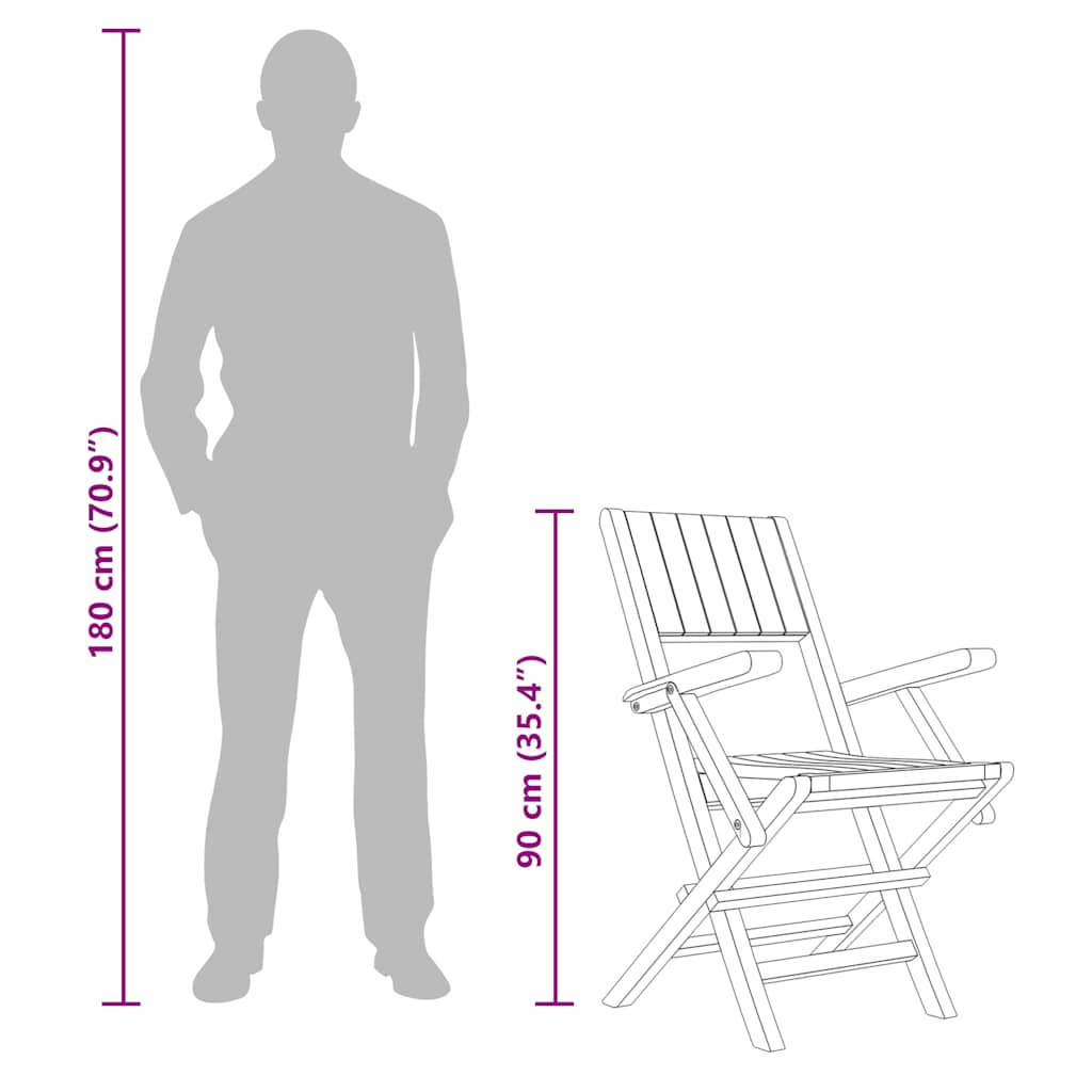 Sedie da Giardino Pieghevoli 4pz 55x61x90cm Legno Massello Teak - homemem39