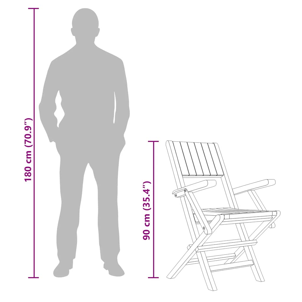 Sedie da Giardino Pieghevoli 6pz 55x61x90cm Legno Massello Teak - homemem39