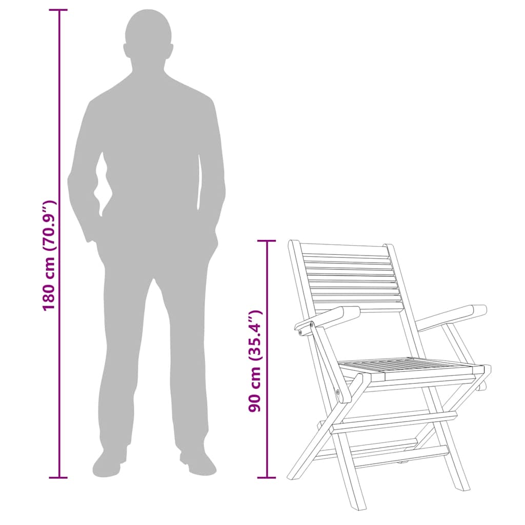 Sedie da Giardino Pieghevoli 4pz 55x62x90cm Legno Massello Teak - homemem39