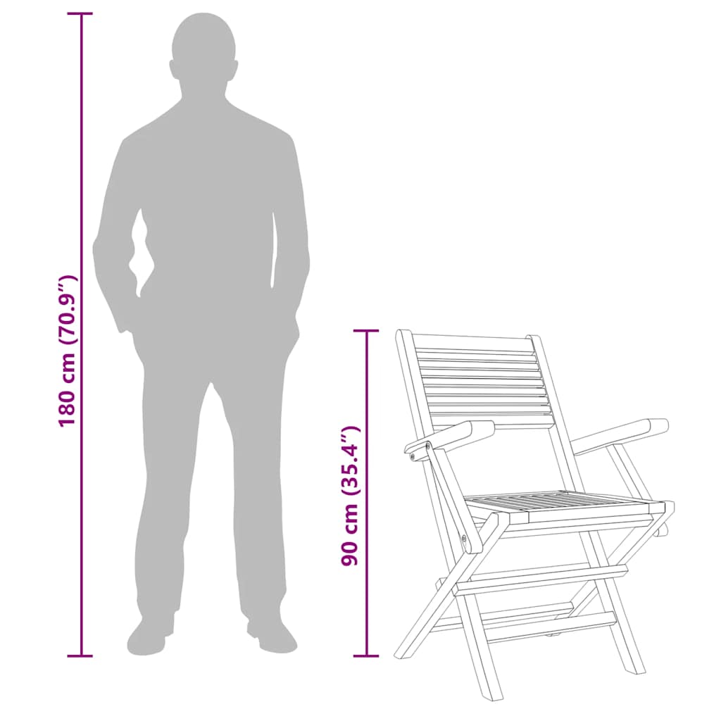 Sedie da Giardino Pieghevoli 8pz 55x62x90cm Legno Massello Teak - homemem39