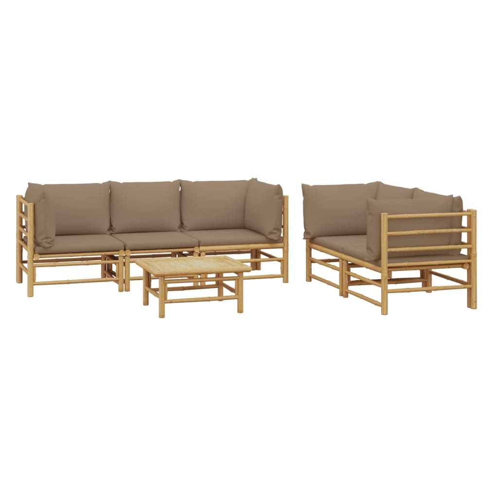Set Salotto da Giardino 6pz con Cuscini Tortora Bambù | homemem39
