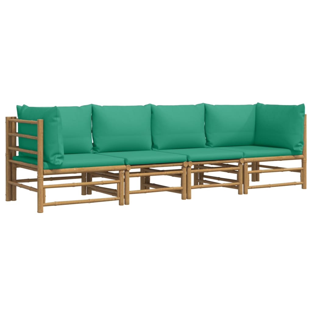 Set Salotto da Giardino 4pz con Cuscini Verdi Bambù | homemem39