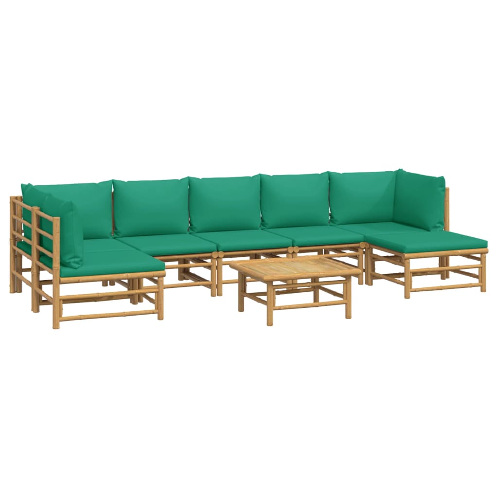 Set Salotto da Giardino 8pz con Cuscini Verdi Bambù | homemem39
