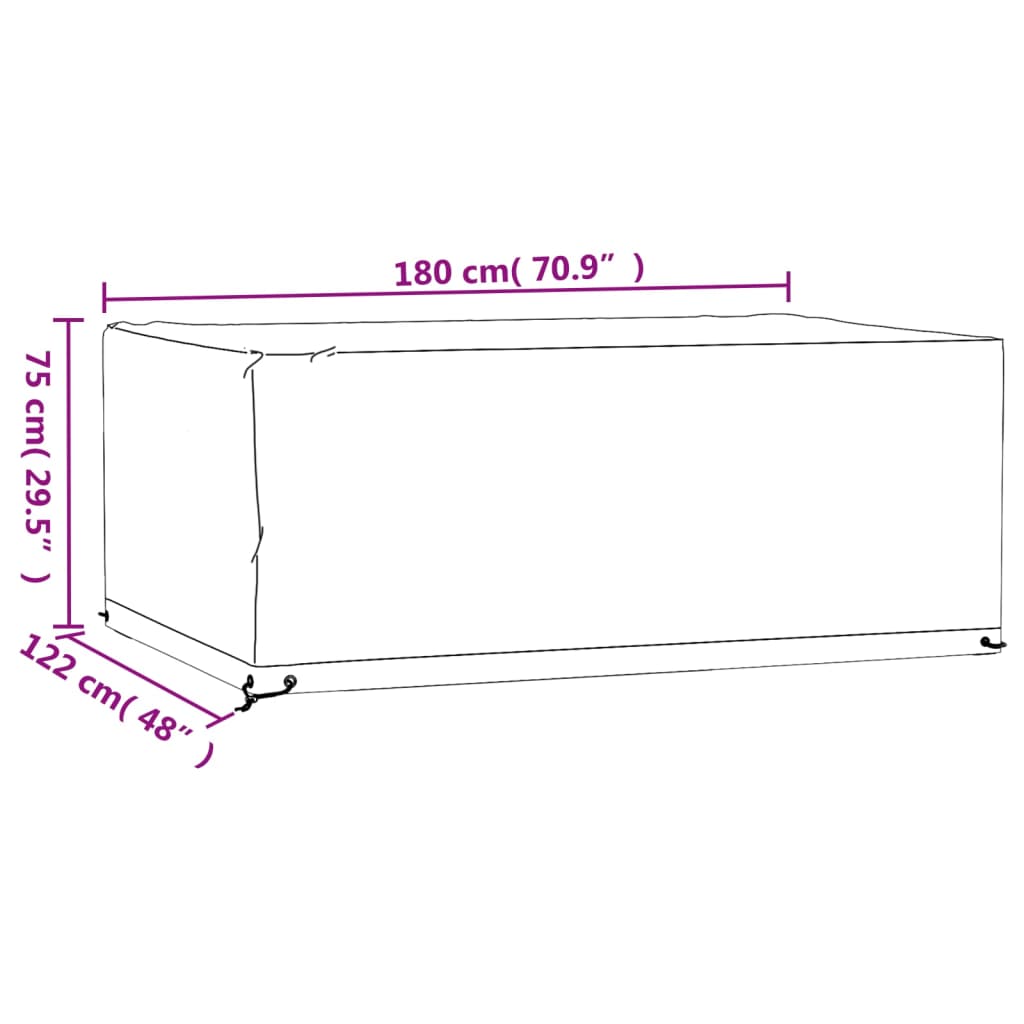 Copri Mobili Giardino 2pz 8 Occhielli 180x122x75cm Rettangolare | homemem39