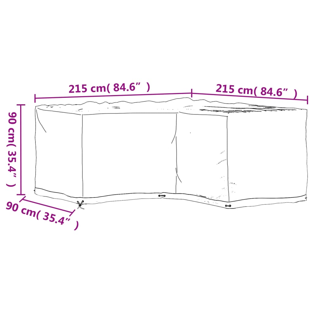 Coperture Mobili da Giardino a L 2pz 16 Occhielli 215x215x90cm | homemem39