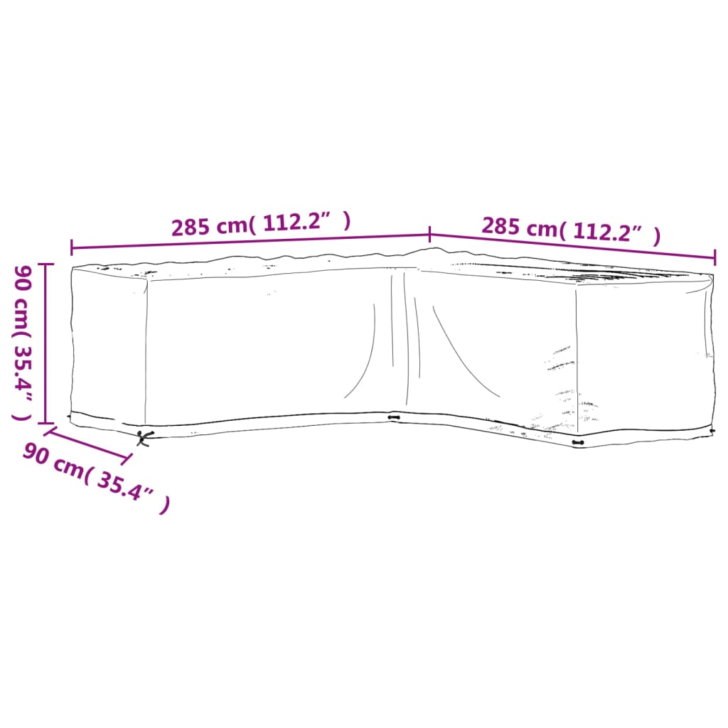 Coperture Mobili da Giardino a L 2pz 16 Occhielli 285x285x90cm | homemem39