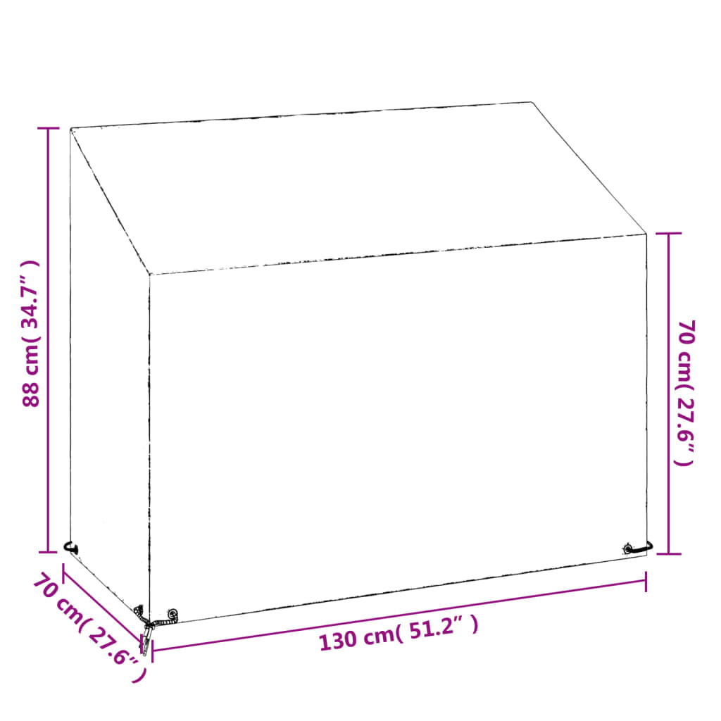 Copri Panche Giardino 2pz 8Occhielli 130x70x70/88cm Polietilene
