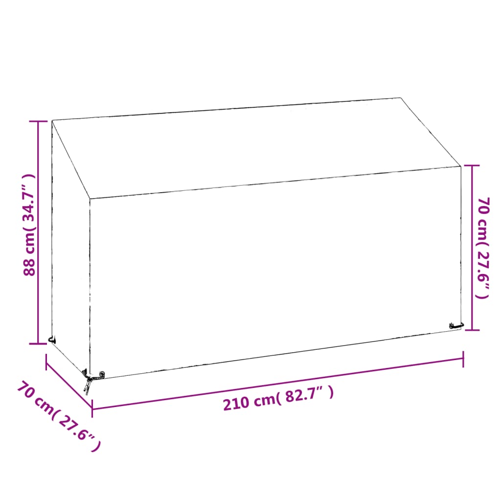 Copri Panche Giardino 2pz 12Occhielli 210x70x70/88 Polietilene | homemem39