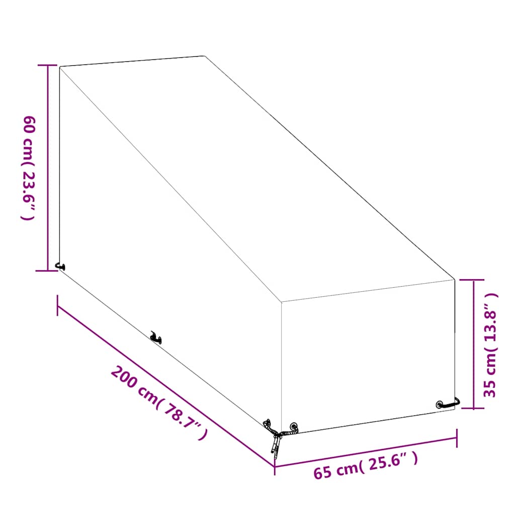 Coperture Sdraio 2pz 12 Occhielli 200x65x35/60 cm Polietilene