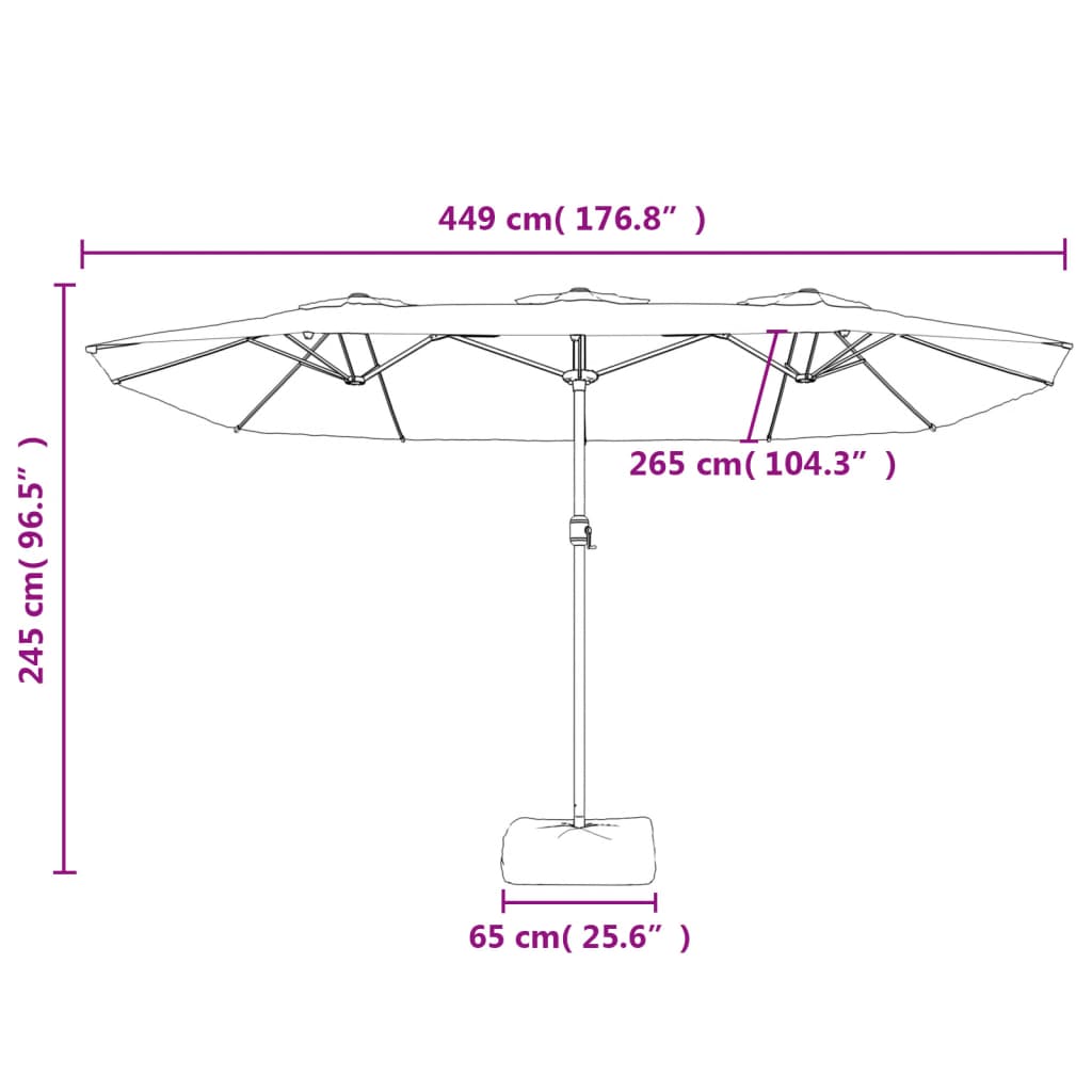 Ombrellone a Doppia Testa con LED Bianco Sabbia 449x265 cm | homemem39
