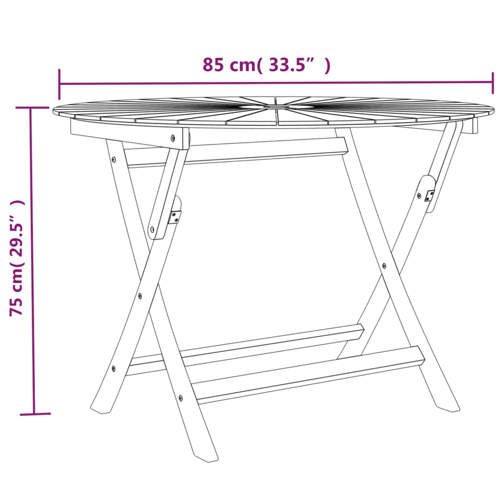 Tavolo da Giardino Pieghevole Ø 85x75 cm Legno Massello di Teak | homemem39