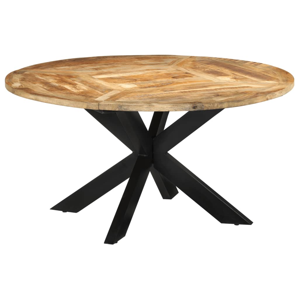 Tavolo da Pranzo Ø150x76 cm in Legno Grezzo Massello di Mango | homemem39