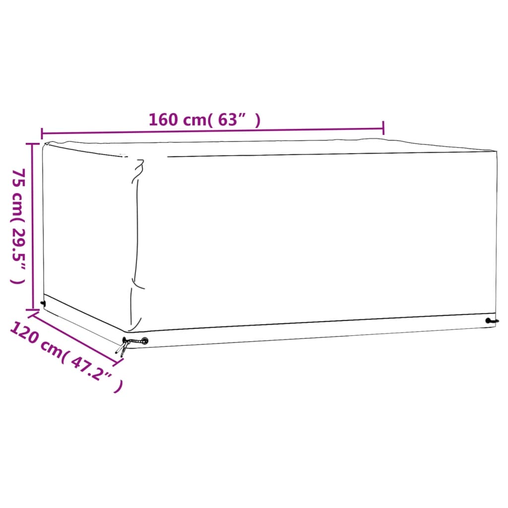 Copertura Mobili Giardino 8 Occhielli 160x120x75cm Rettangolare