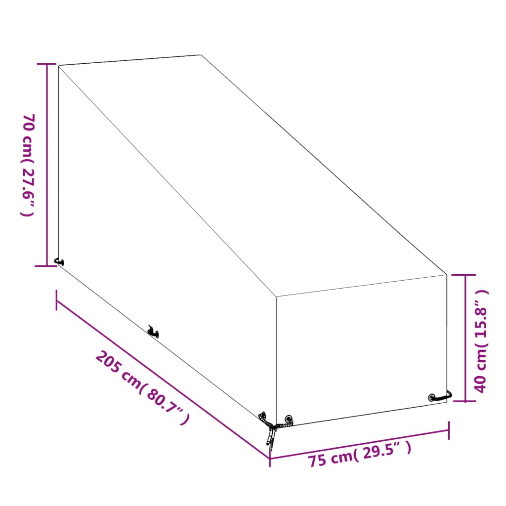 Copertura per Sdraio 12 Occhielli 205x75x40/70cm in Polietilene | homemem39