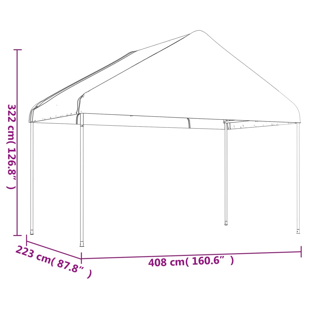 Gazebo con Tetto Bianco 11,15x4,08x3,22 m in Polietilene | homemem39