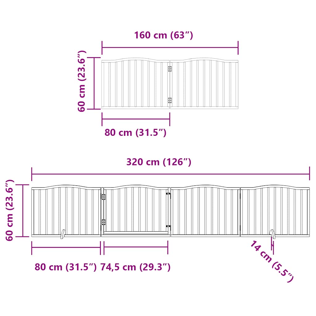 Cancello Cani Porta Pieghevole Bianco 6 Pannelli 480 cm Pioppo | homemem39