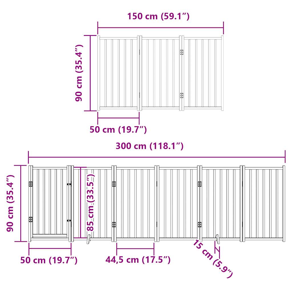 Cancello Cani Porta Pieghevole Marrone 15 Pannelli 750cm Pioppo | homemem39