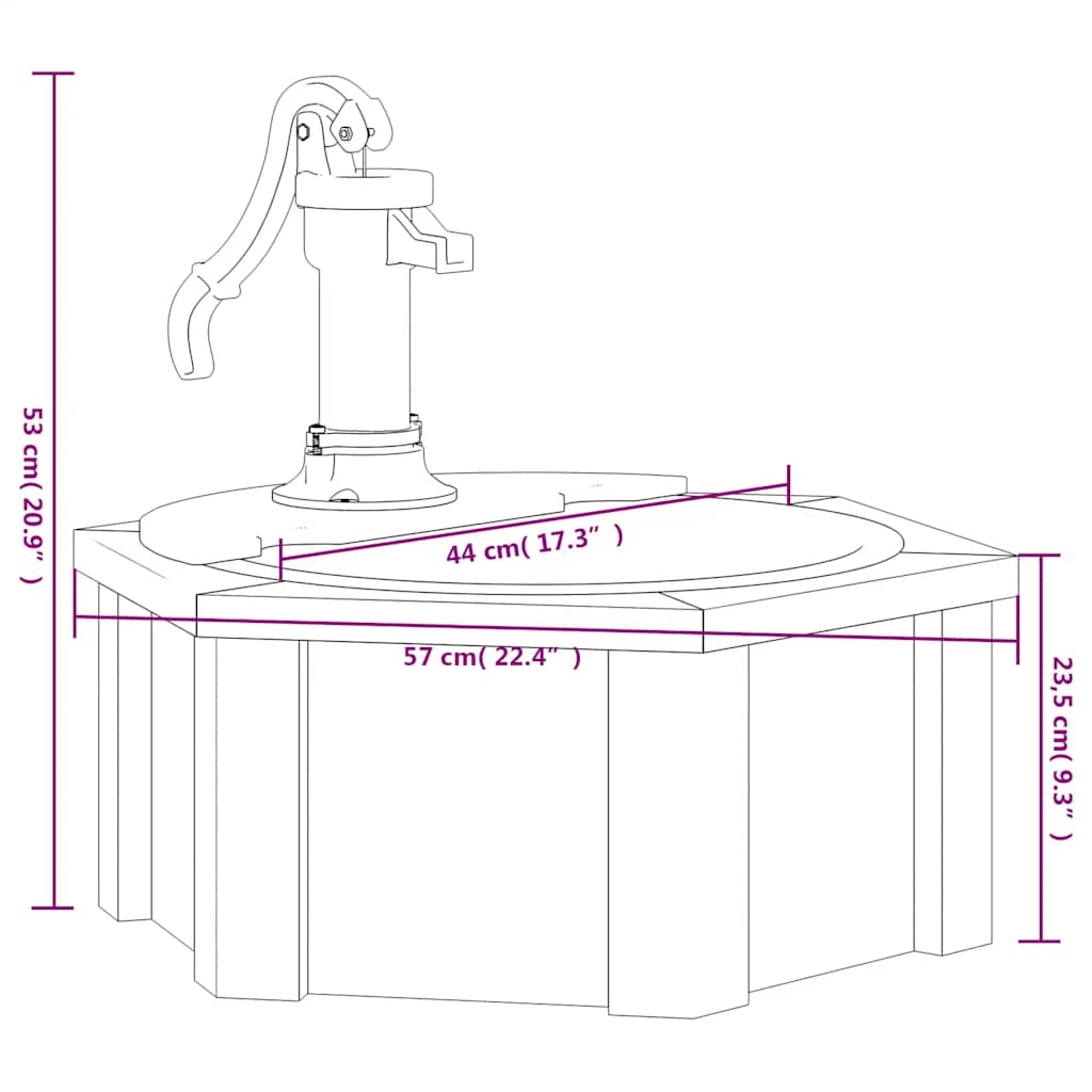 Fontana d'Acqua con Pompa 57x57x53 cm Legno Massello di Abete | homemem39