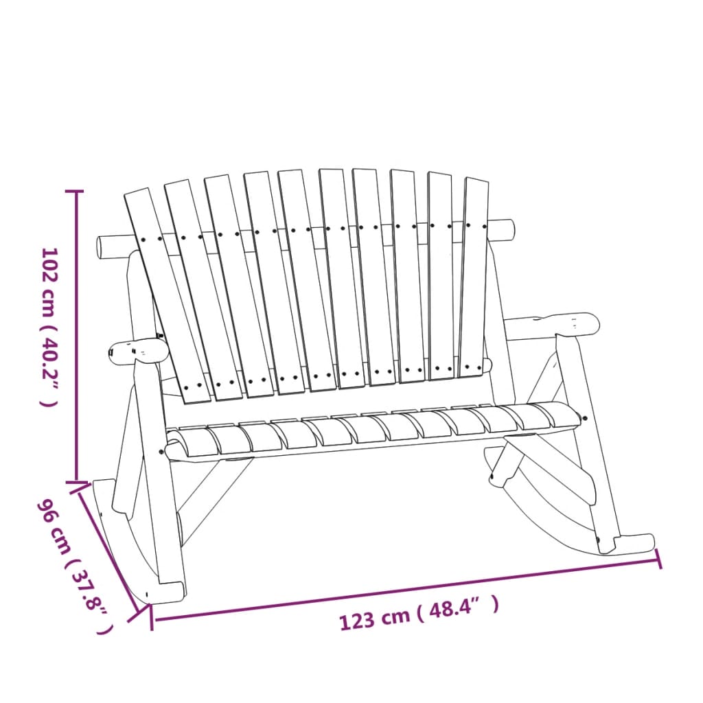 Panca Dondolo Giardino 2Posti 123x96x102cm Massello Abete Rosso | homemem39