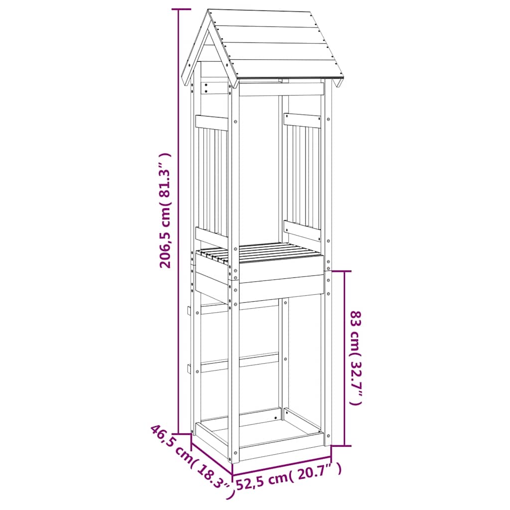 Torre da Gioco 52,5x46,5x206,5 cm in Legno di Pino Impregnato | homemem39