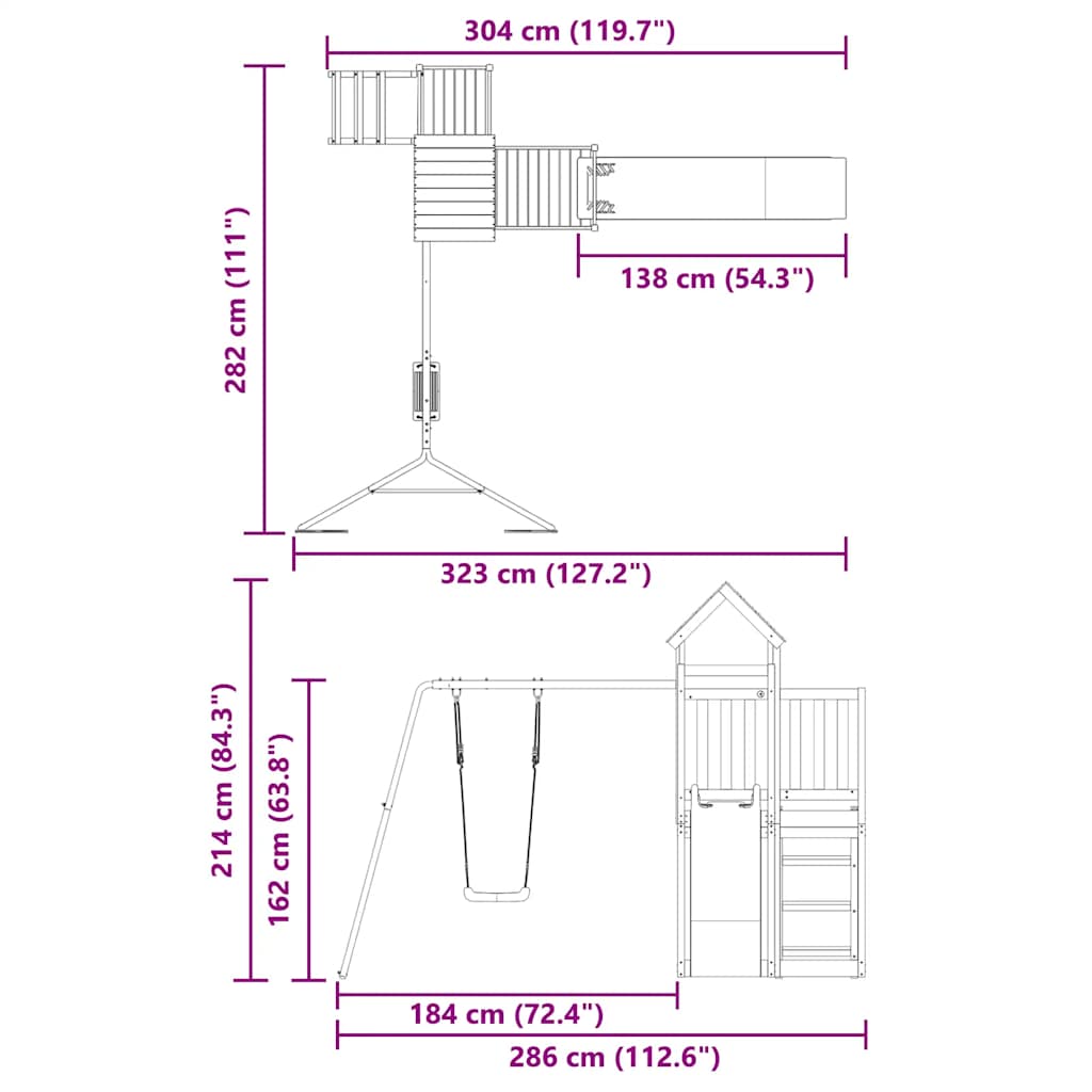 Set da Gioco da Esterno in Legno di Pino Impregnato | homemem39