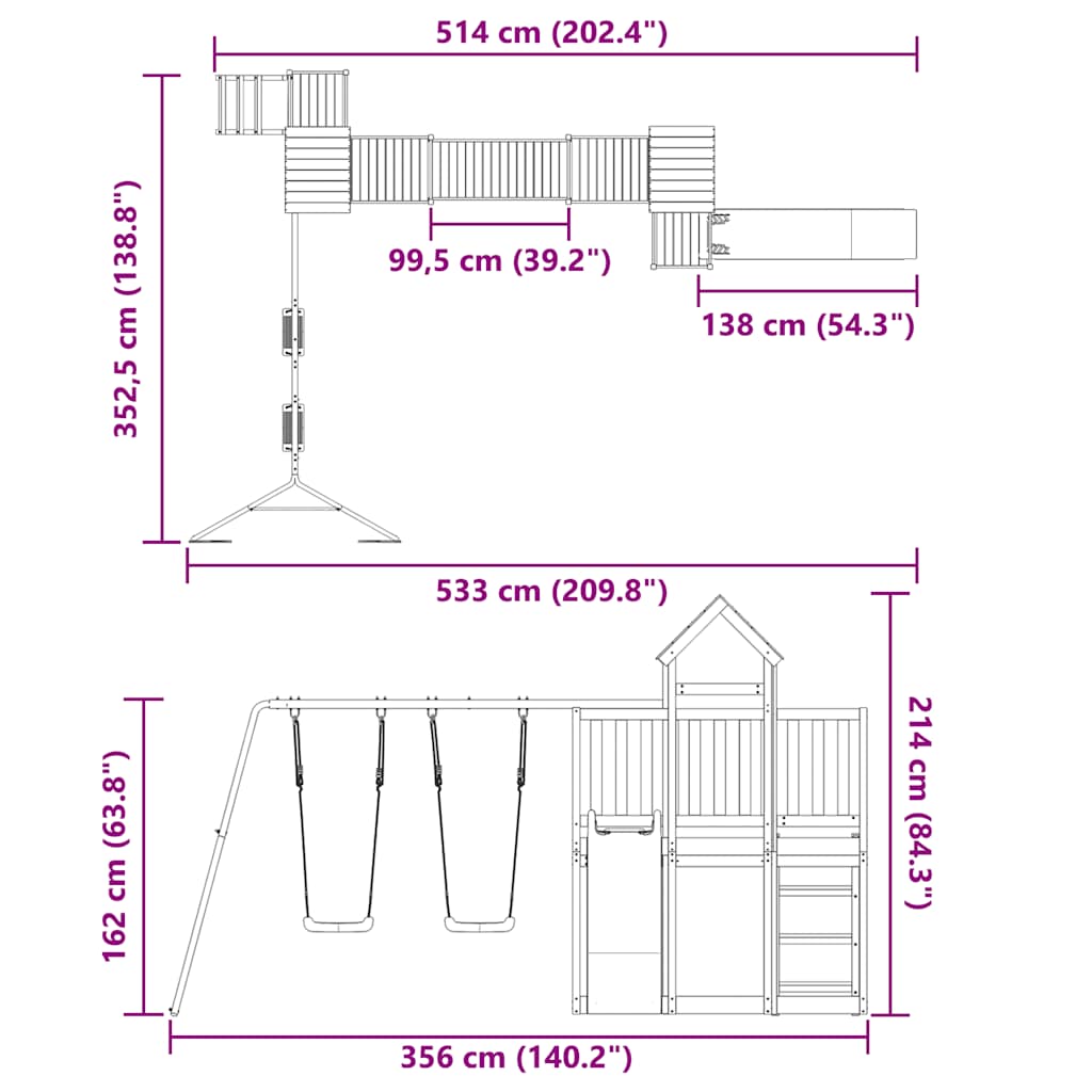 Set da Gioco da Esterno in Legno Massello di Pino | homemem39